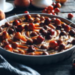 миндальный пирог с персиками и черешней
