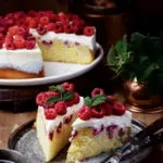 Пирог с малиной и сметанным кремом